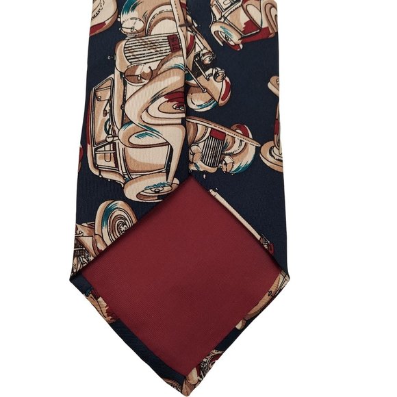 Damon Cohens Classic Car Mens Standard Size Necktie 100% Silk Navy Blue - Picture 5 of 8